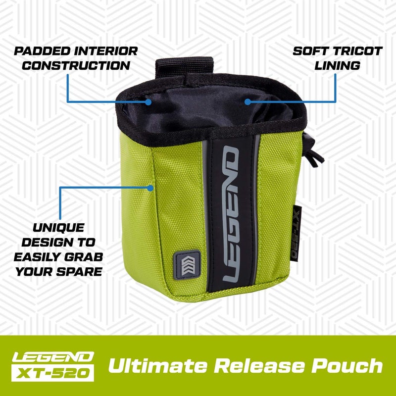 LEGEND XT520 Quick Release Pouch & Finger Tab Bag (Green) | Interior Divider for Better Organization & Storage of Release Aids | Attaches to Standard 2" Belt | Quick Drawstring Closure - Image 2